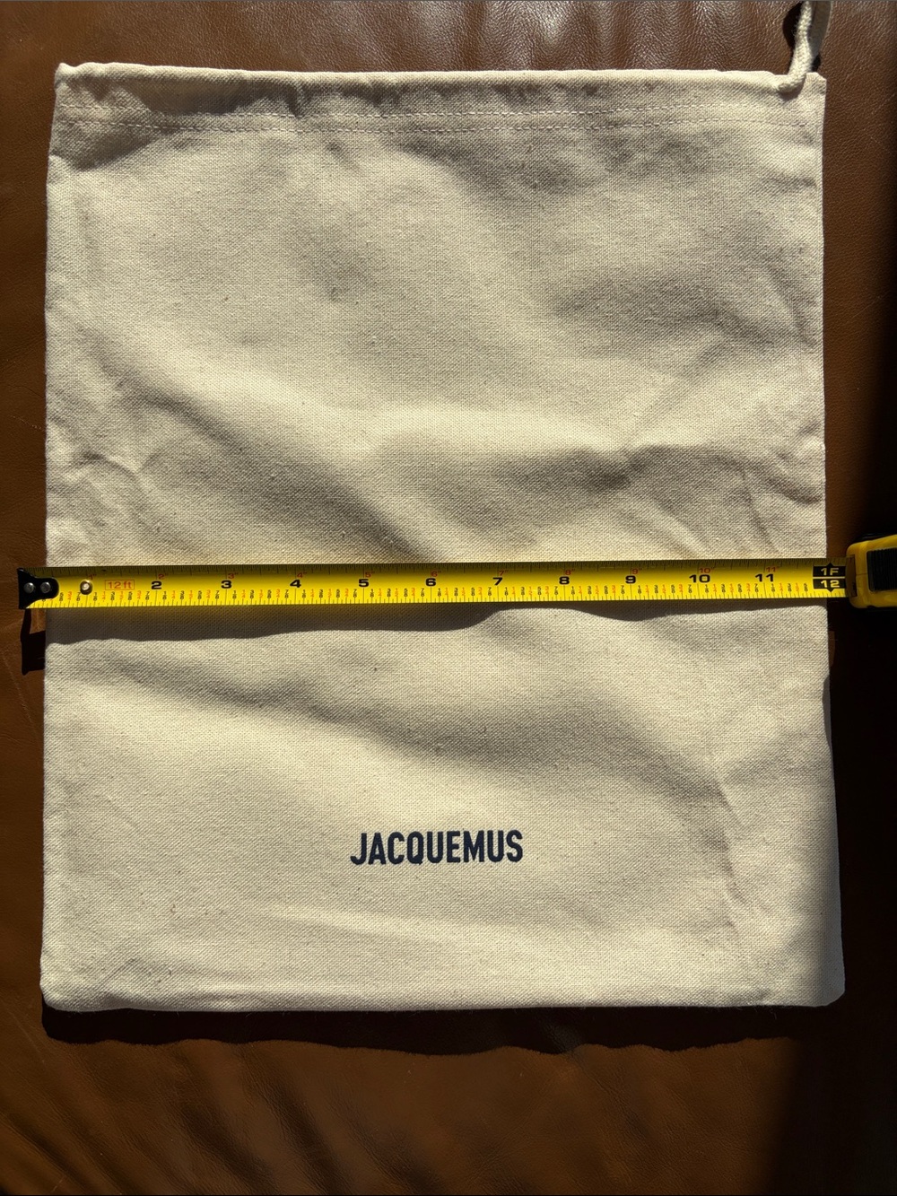 Jacquemus Natural Canvas Drawstring Pouch with Black Logo - Picture 3 of 4